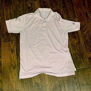 Pink striped golf shirt size L Turtleson